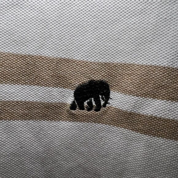 Banana Republic Polo Shirt Mens Size Large White Tan Gray Colorblock Elephant - Picture 5 of 12